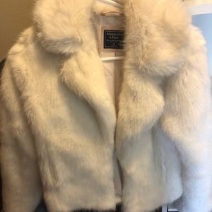 Abercrombie White fur coat